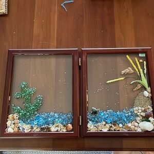 3-D HANDMADE OCEAN SCENE IN BI-FOLD WOODEN FRAME